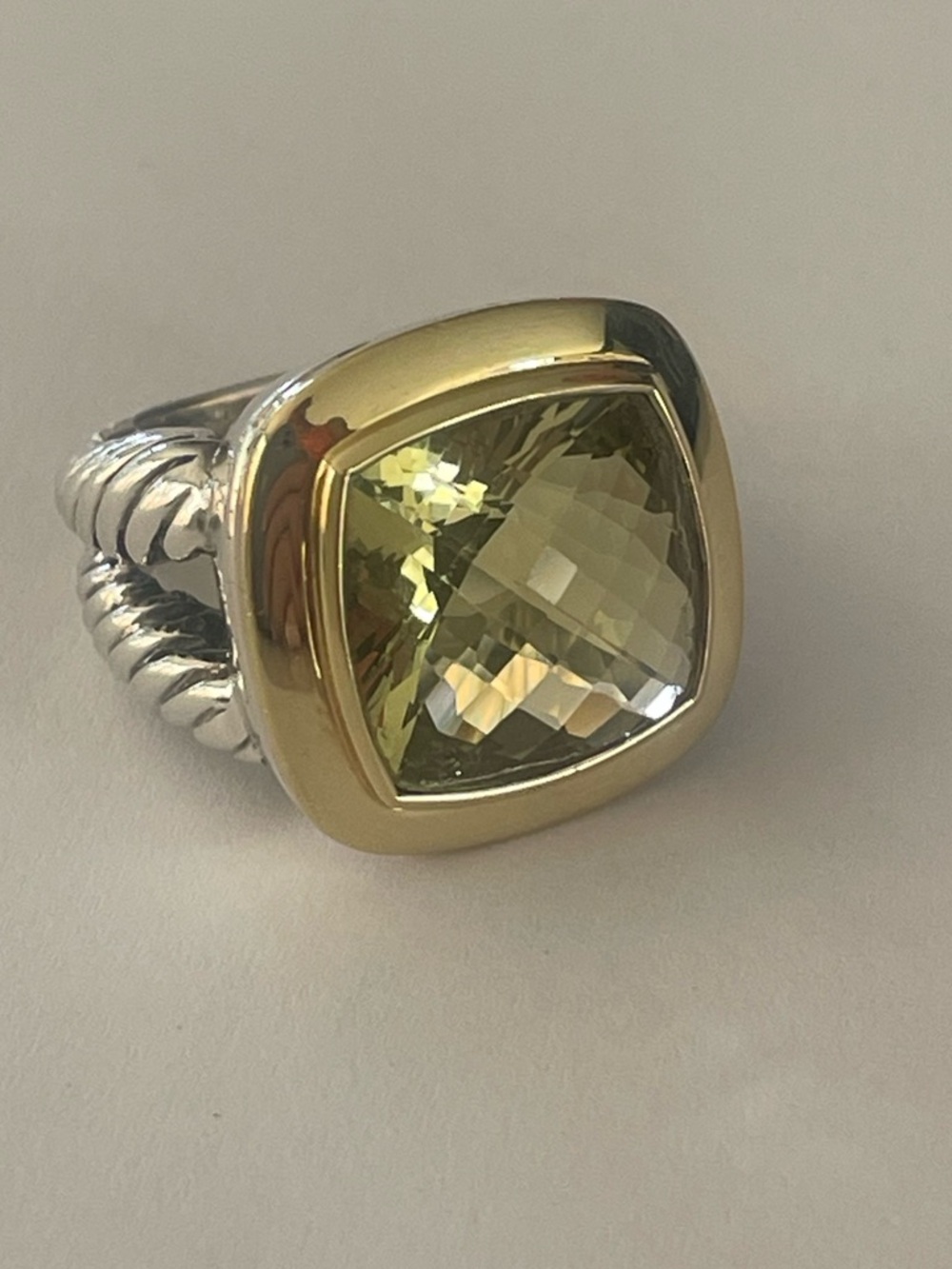 David Yurman, Sterling &  18k gold classic 14mm lemon citrine Albion ring - Picture 6 of 11